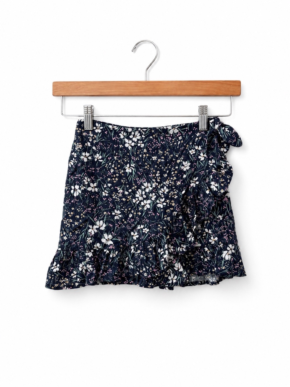 Nordstrom Navy Floral Ruffle Tie-Waist Skort Size 7/8